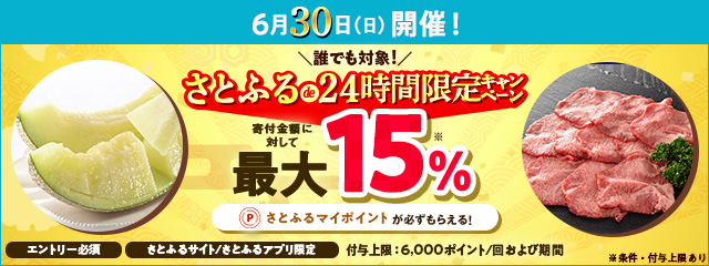 ふるさと納税 2024年6月 【さとふるサイト/さとふるアプリ限定】さとふるde24時間限定キャンペーン